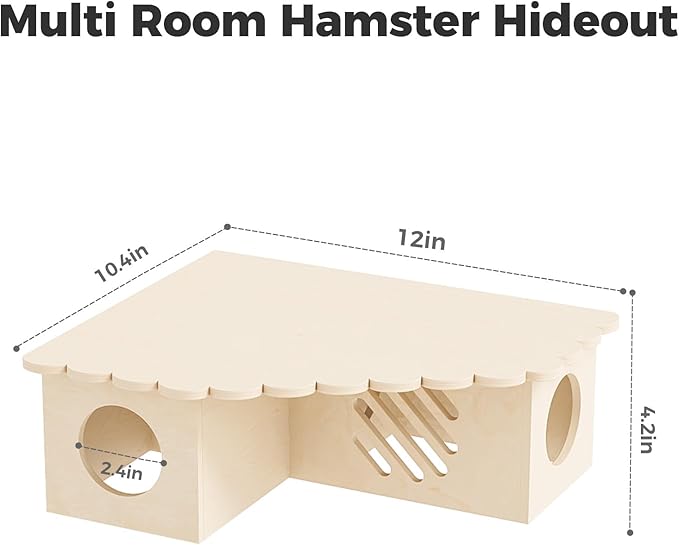 Mini&moe Hamster Hideout - Multi-Chamber Hamster Houses Maze with Platform Rat Hideout and Tunnel Explore Toys for Dwarf Gerbils Chinchilla Mice