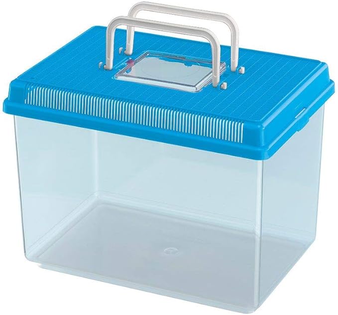 Ferplast Plastic Fish Aquarium GEO Large Aquarium Tank 6 Container for Small Animals Terrarium Insects Turtles, Sturdy Plastic, Ventilation Grills, Handle for Easy Transport, 30 x 20 x h 20,3 cm Blue