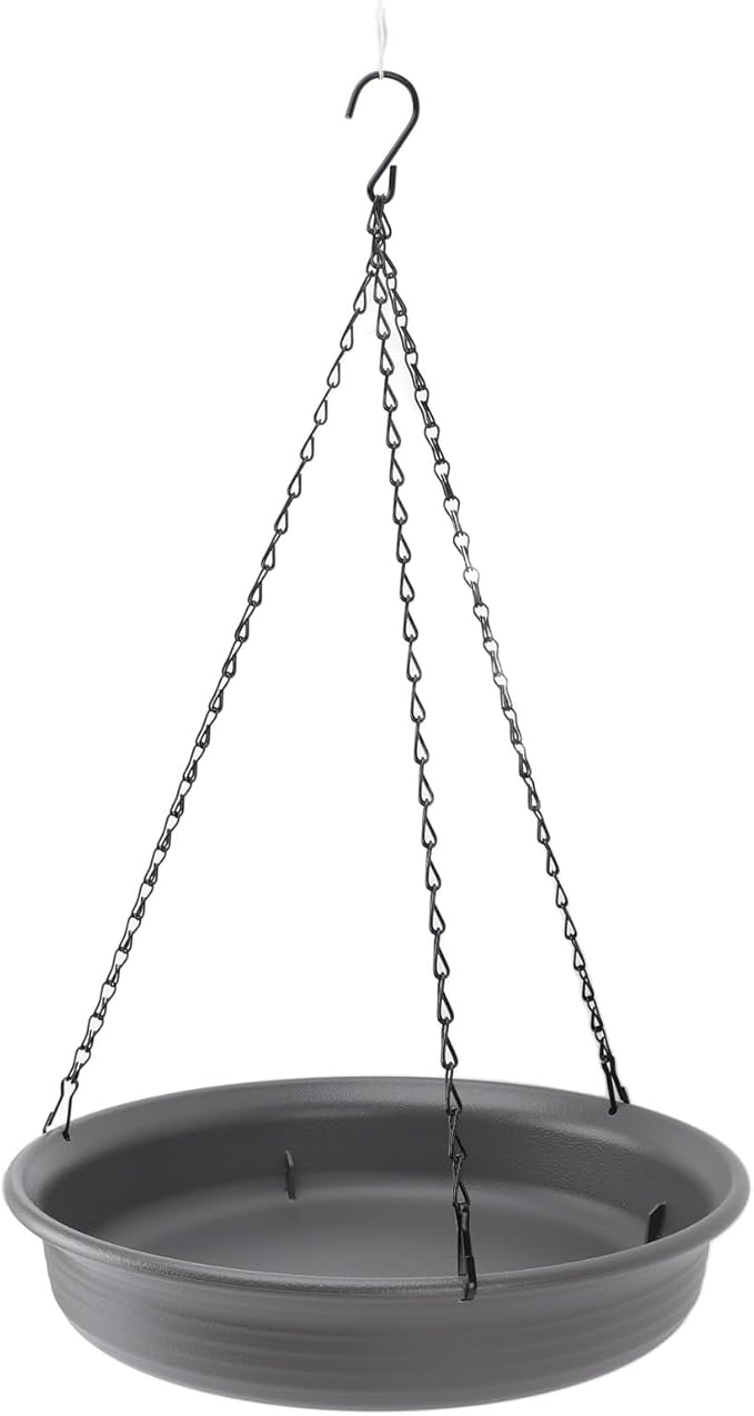 SUNGOOYUE Hanging Bird Feeder with Metal Chain, Durable Hanging Bird Bath for Courtyard Garden Decoration, Plastic Feeder Bowl for Multiple