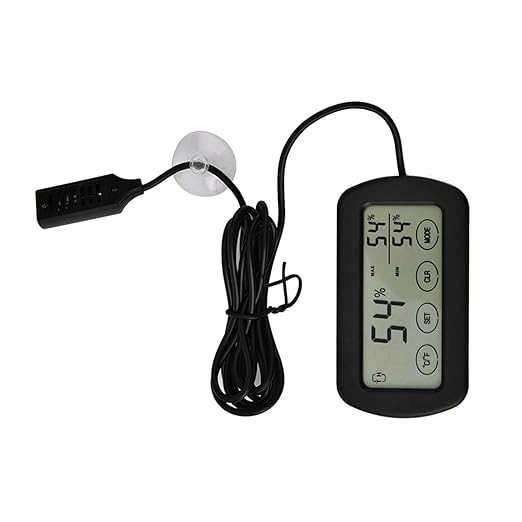Compact LCD Display Thermometer Hygrometer, Easy Reading Digital Sensor with Suction Cup for Reptile Tanks, Pet Cage, Plant Pot, Food Storage, and More.