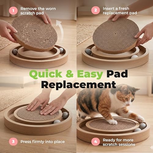 Catify Spin n' Scratch Cat Scratch Pad Refill - Round, 5-Pack - Image 4