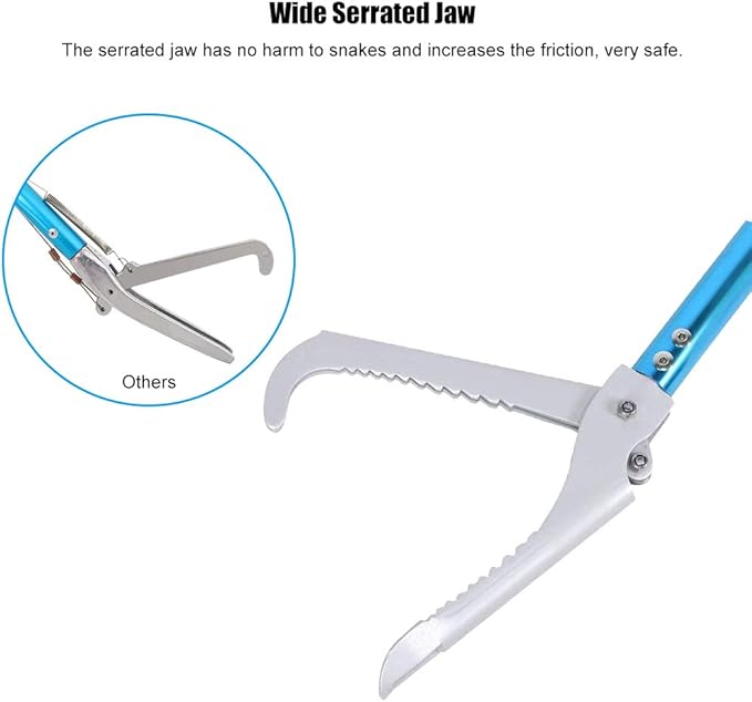IC ICLOVER 52 Inch Aluminum Alloy Snake Tongs, Professional Standard All-in-One Reptile Grabber Rattle Snake Catcher Wide Jaw Handling Tool with Lock and Grip Handle