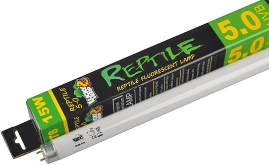 LUCKY HERP 5.0 UVB Fluorescent Tube Terrarium Lamp for Tropical Reptiles - T8,15 Watts,18 Inches