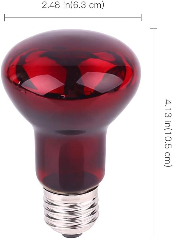 50W Infrared Heat Lamp Bulb E26 Base Red Basking Spot Light for Reptile Terrarium, Non-Disruptive Night Heater for Bearded Dragons Snake Turtle and Amphibian 2 Pack