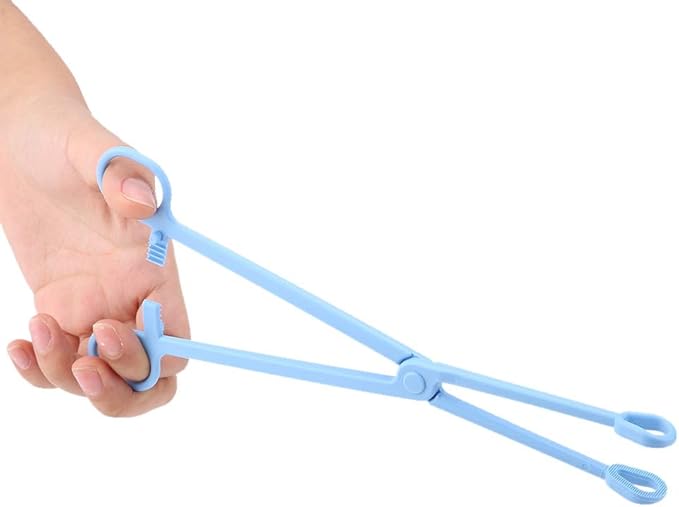 EBTOOLS Reptile Feeding Clip, 24.5cm/9.64inch Blue Plastic Clip Reptile Plastic Tweezers Tongs Feeding Tool for Tortoise Lizard Frog Spider Tarantulas