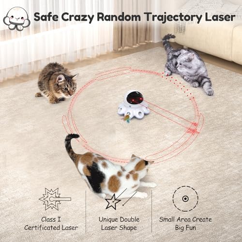 ORSDA Cat Laser Toy, 2-in-1 Interactive Automatic Motion Activated Moving 8 Holes Whack A Mole Feather, USB Rechargeable Electronic Smart Sensor Kitten Toys for Indoor Exercise - Image 3