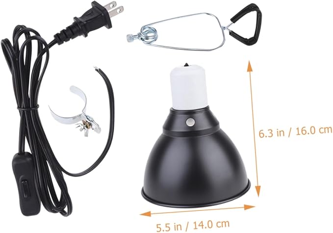 110V Reptile Lamp Fixture with Dome Cover Heat Dissipation Shade for Safe Pet Heating Compatible for Various Reptile Habitats and Heat Bulbs