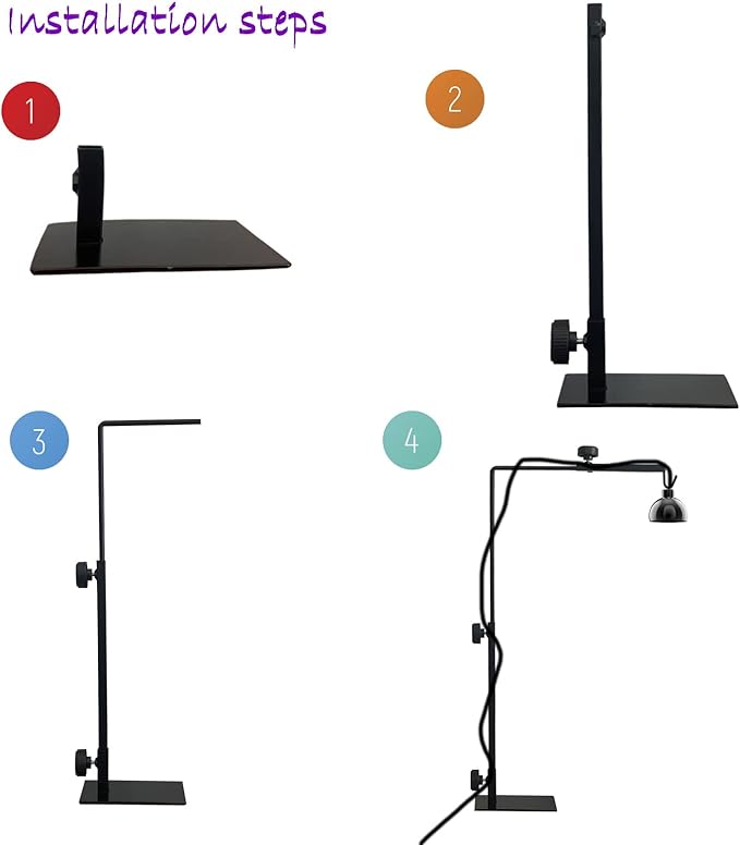 Reptile Lamp Stand,Lizard Heat Lamp Stand Height Adjustable 14.17-24.01" Floor Lamps Bracket Reptiles Tank Light Support for Reptile Glass Terrarium Amphibians Terrestrial Invertebrates Vivarium