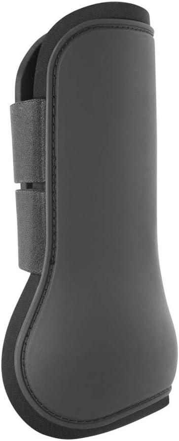 HORZE Chicago Protective Horse Tendon Boots - Lightweight Open Front Boots for Jumping, Trail Riding, and Turnout (Pair) - Black - Shetland