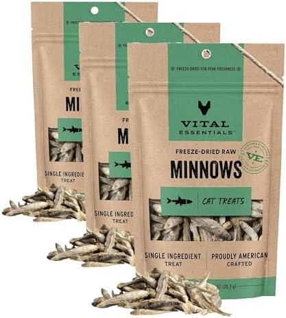 Vital Essentials Freeze Dried Minnows Cat Treats | Single Ingredient | Premium Quality | Grain Free, Healthy Treats for Cats, 1 oz Bag (Pack of 3) by VitalEssentials