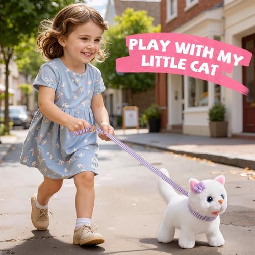 Cat Toys for Kids Girls 3 4 5 6 Year old, Interactive Toy Cat with Walking and Meowing, Electronic Robot Stuffed Cat, Pretend Play Toys for Toddler 3-5 6-8, Idea Birthday Gifts for 5 Year old Girls - Image 2