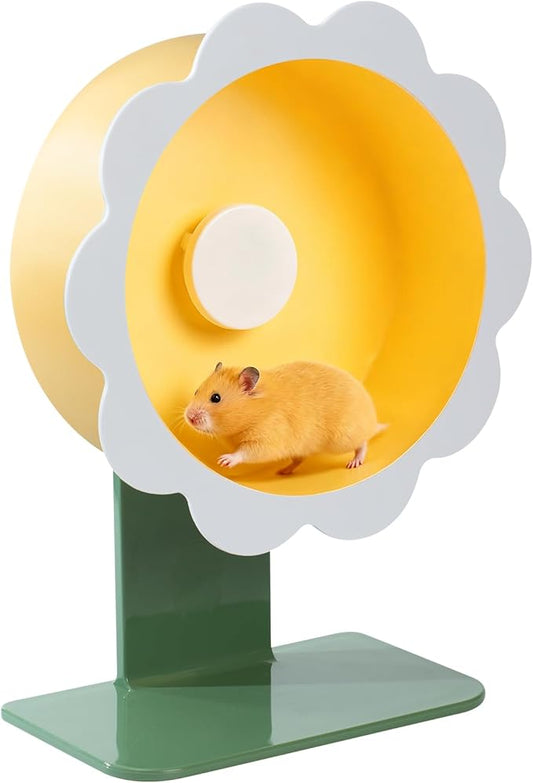 Hamster Wheel Super-Silent Hamster Exercise Wheels- Quiet Spinner Hamster Running Wheels with Adjustable Stand for Hamsters Gerbils Mice Or Other Small pet (Yellow, Medium)