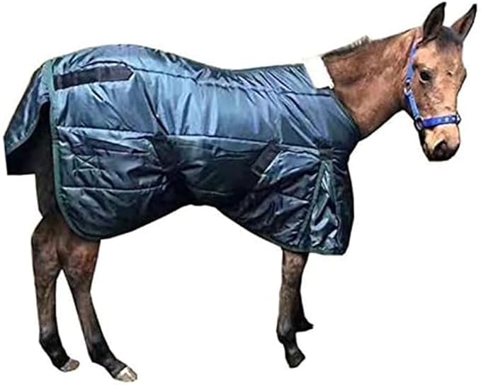 La La Pet Waterproof Warm-Keep Horse Turnout Blanket Adjustable and Breathable Clothes for Horse Mini Pony Ripstop Medium Weight 220g Poly Fill for Winter Navy 46Inches