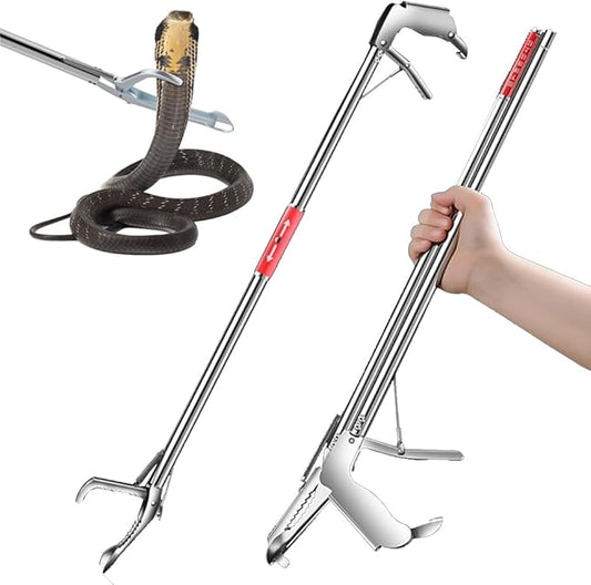 weilaike 47.3" Snake Grabber Tool,Collapsible 2 Sections Snake Stick,Snake Tongs Only 24 in After Folding,Snake Grabber Toolcan Also be Used as Reptile Tongs and Snake Hook
