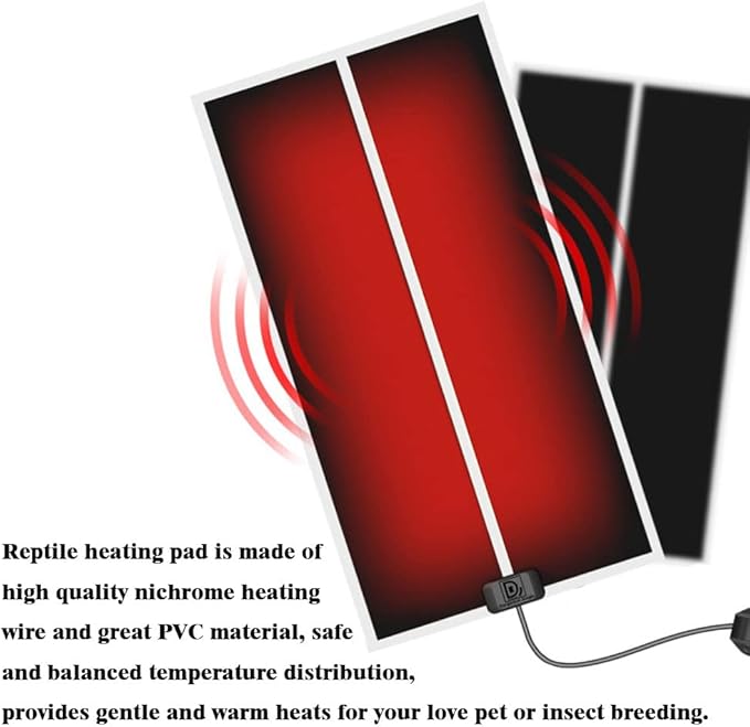 5W Reptile Heating Mat 5.9 Inch *5.5 Inch 110v -- Reptile Heat Pad with Temperature Adjustment, Terrarium Heat Mats, Safety Reptile Heat Mat for Turtle, Tortoise, Snakes, Lizard, Gecko Hermit Crab