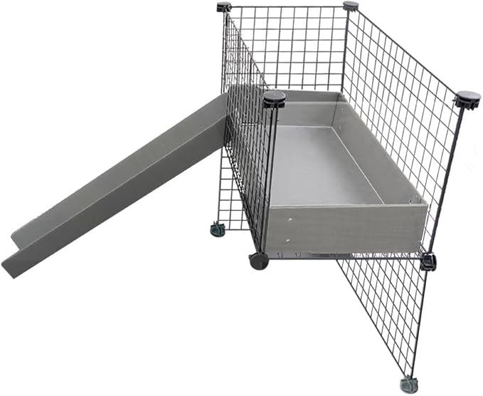 GuineaDad Piggy Condo – C&C Cage Balcony for Guinea Pigs & Small Animals with Coroplast Base | Acrylic and C&C Grids for Small Pets (Acrylic, with Pillar)