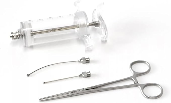 Bird's or Poultry Feeder Syringe, 2-Needle & Forceps Stainless Steel 4-Piece Kit Fer All Bird's