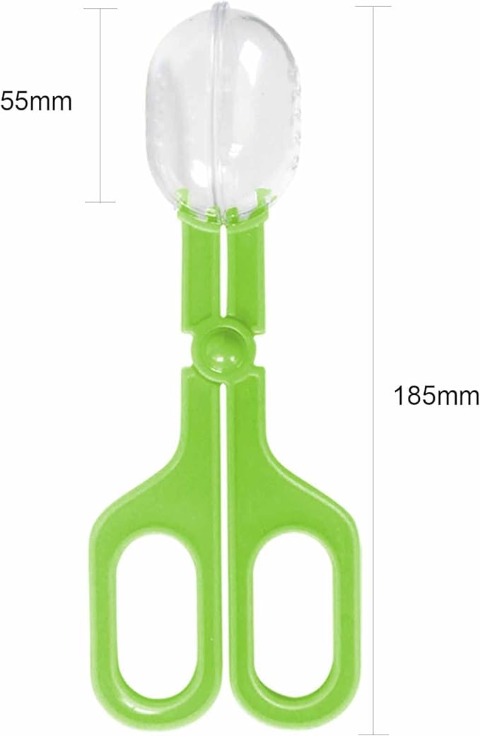 Reptile Feeding Clamp Reptile Poop Scoop Cage Fish Tank Cleaning Tools Green Feeding Tool Feeding Clamp Litter Clamp for Gecko Lizard Bearded Dragon