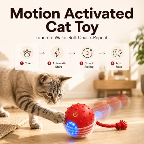 Interactive Rolling Cat Ball, Motion Activated Automatic Cat Toy - Image 5