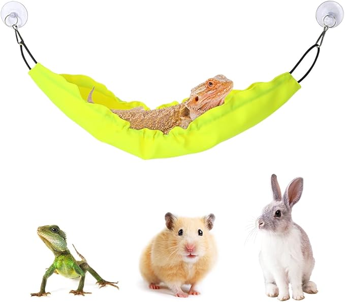 Reptile Hammock, Bearded Dragon Tank Accessories Lizard Hammock Reptile Lounger for Lizard Gecko Snakes Chameleon Lguana Reptiles (Yellow)