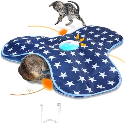 Sofolor Interactive Cat Toy Rechargeable, Cat Exercise Toys for Indoor Bored Adult Cats, Hide and Seek Toy with Motion Activated, Moving Feather, Chirping by Sofolor