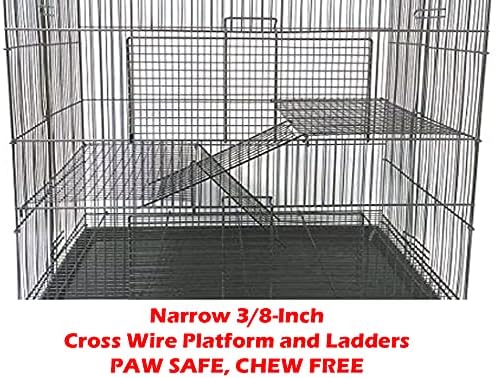 3 Levels Easy Foldable Chew-Proof Metal Small Animal Travel Carrier Cage Ferret Chinchilla Hamster Suger Glider Gerbil Rats Mouse Mice Guinea Pig Rodent Degu Dagus, Tight 3/8-Inch Bar Spacing
