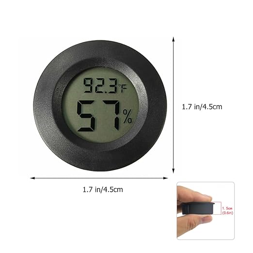 Abaodam Mini Thermohygrometer for Reptile Tank Humidity Temperature Gauge Digital Display 7-Pack Round Design