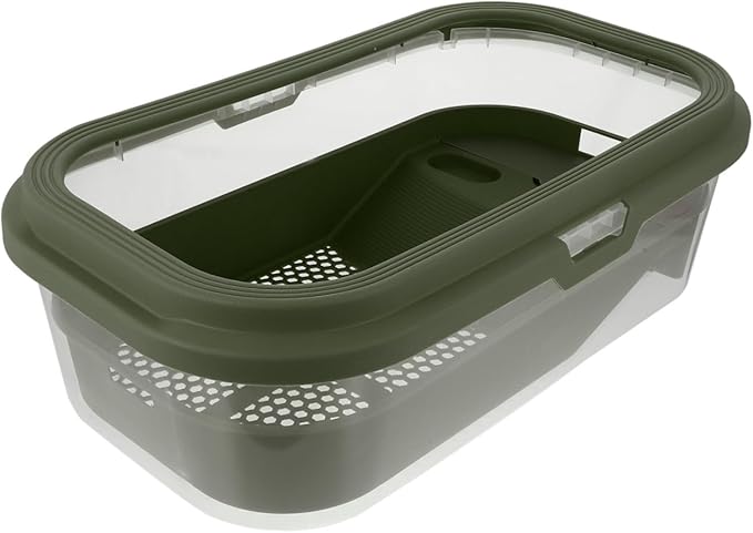 POPETPOP Small Turtle Tank with Basking Platform : Plastic Turtle Habitat Reptile Tank Aquarium Cage Breeding Box Tortoise, 46x27x14cm