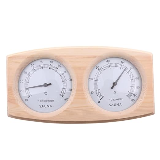 Kisangel Wooden Thermometer Hygrometer Sauna Gauge Celsius Temperature and Humidity