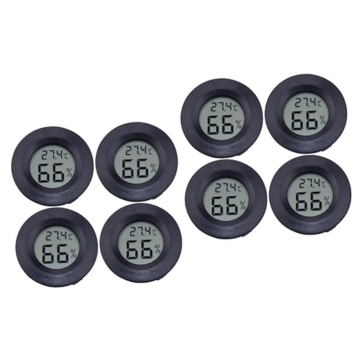 Garneck 8pcs Reptile Pet Humidity Compact Digital Thermometer Temperature Humidity Gauge for Pet Boxes