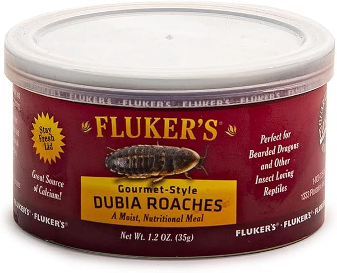Fluker's Gourmet Canned Food for Reptiles, Fish, Birds and Small Animals, Dubia Roaches, 1.2 oz