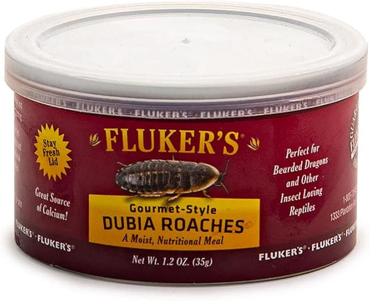Fluker's Gourmet Canned Food for Reptiles, Fish, Birds and Small Animals, Dubia Roaches, 1.2 oz