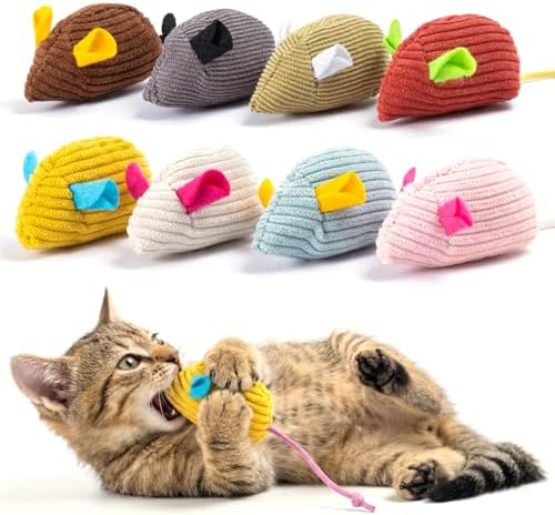 8Pcs Catnip Cat Mice Toys Interactive Mouse Cat Toy for Indoor,Adult & Kitten Cat Toys for Playing, Chewing & Teeth Cleaning by Unknown