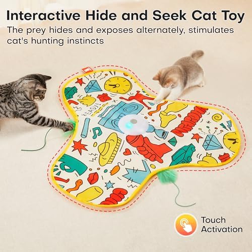 Potaroma Interactive Cat Feather Toys, Hide and Seek Moving Feather Wand - Image 2