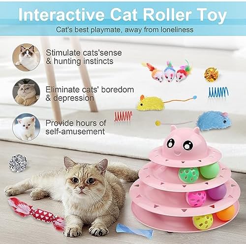 UPSKY 24 PCS Cat Toys Set with Teaser, Mice, Spring, and Various Ball Toys - Image 6