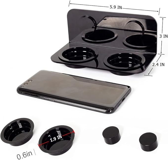 WACOOL Magnetic Reptile Ledge, Acrylic Gecko Feeding Ledge with 6PCS Cups, Reptile Food Water Feeder Dish for Geckos Iguana Chameleon Pets (Black)