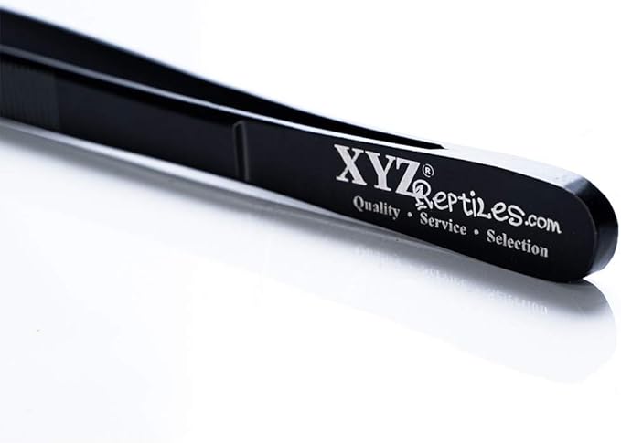 XYZReptiles Snake Feeding Tongs Stainless Steel Reptile Feeding Tongs With PVC Safety Tip (8 inch, Black)