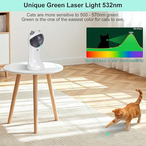 TBTeek Automatic Cat Toy Green Light, 5 Fun Patterns, 4 Speed Modes - Image 2