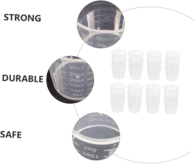 COLLBATH 100Pcs Reptile Measuring Cups Durable Feeding Dishes with Scale for Accurate Food Water Portions for Lizards Snakes and Pets