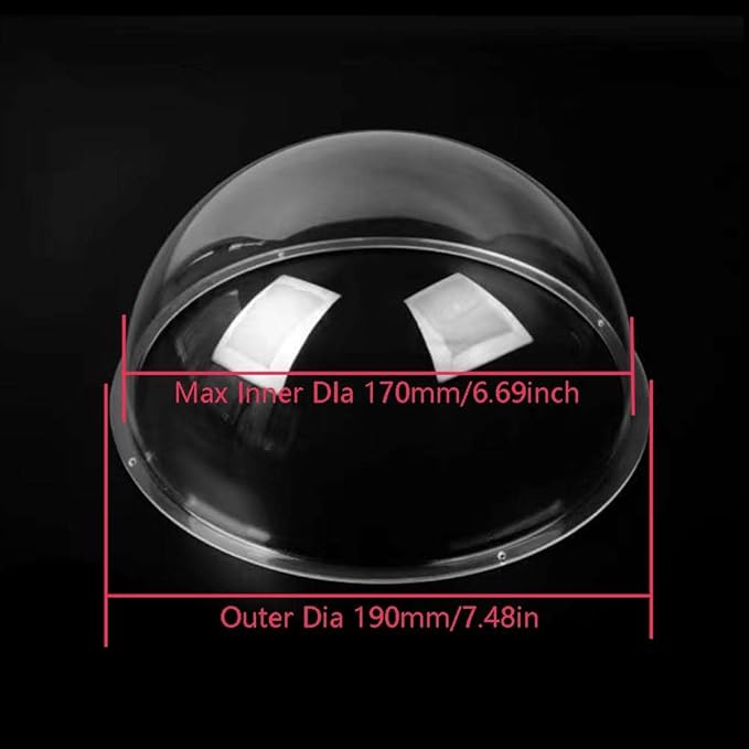 LOTOWELZON 6.69inch Acrylic Replacement Transparent Clear Camera Dome Cover Security Camera Housing Pet Dog Fence Window Skylight Window (ID170mm*H85mm/6.69 * 3.35in)