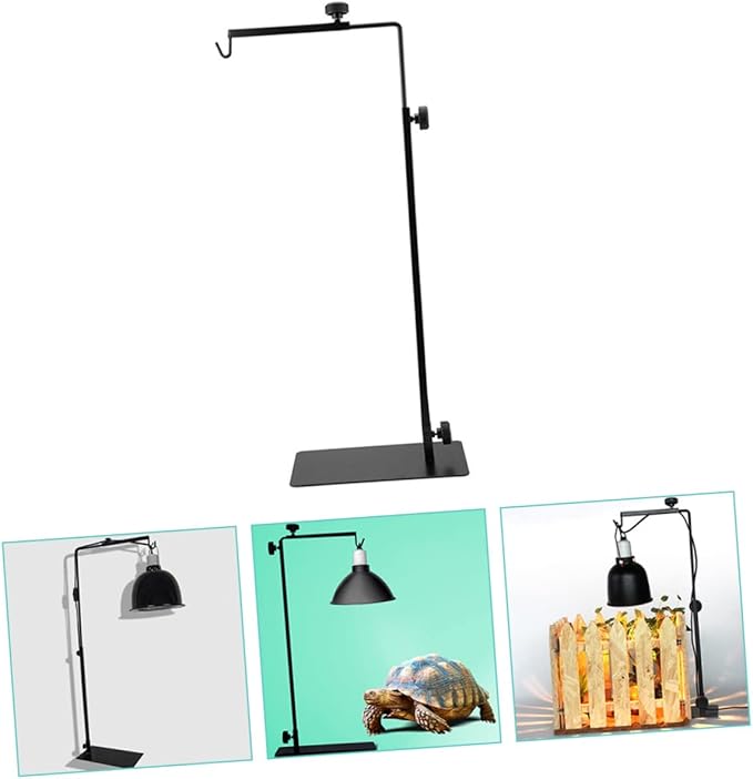 Happyyami Adjustable Reptile Lamp Stand Metal Lamp Rack for Fluorescent Heat Lights Safe Easy Setup for Pet Enclosures