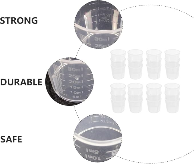 100 Pcs Reptile Food Cups and Water Bowls, Reusable Measuring Dishes with Washable Scale, White Plastic Feeding Cups for Crawling Pets and Terrarium Use