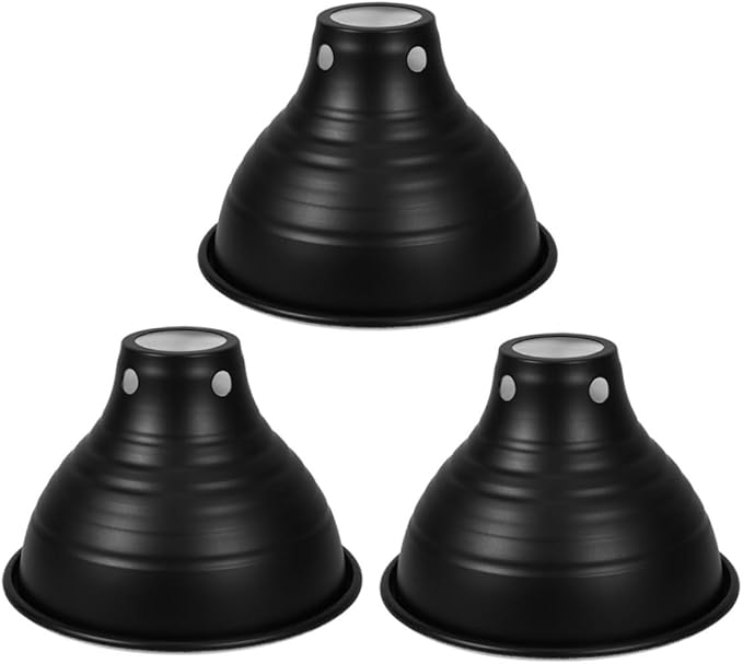 Tofficu 3pcs Reptile Heat Lamp Shade Iron Insulation Cover for Reptile Heating Lamps Reflective Design for Enhanced Brightness Easy Installation for Cages