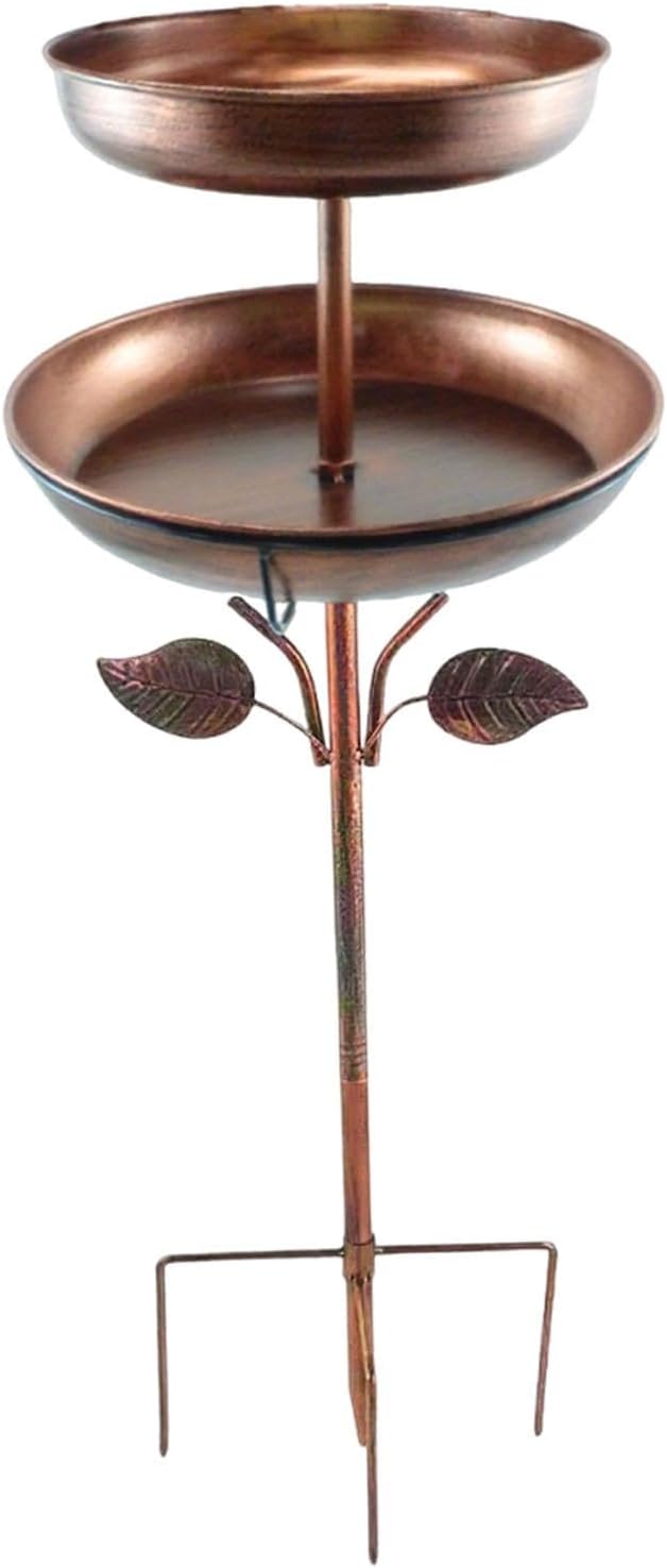 Bird Bath Metal Bird Feeder Double Layer Easy to Clean Refill Large Capacity Accessories Garden Yard Decor for Patio Children, Height 85 cm