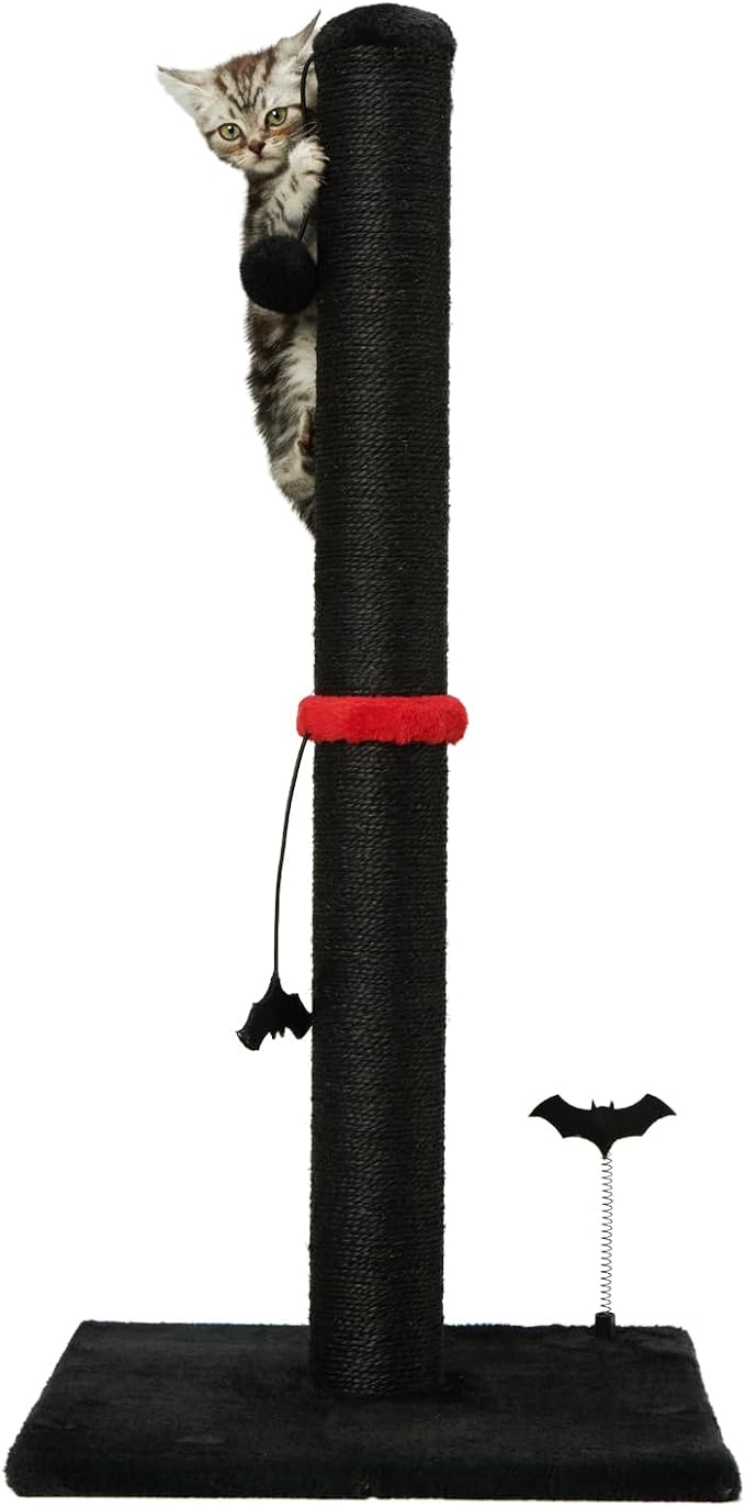 MECOOL Cat Scratching Post Premium Sisal Scratch Posts with Hanging Ball Vertical Scratcher for Indoor Cats and Kittens,Black by MECOOL