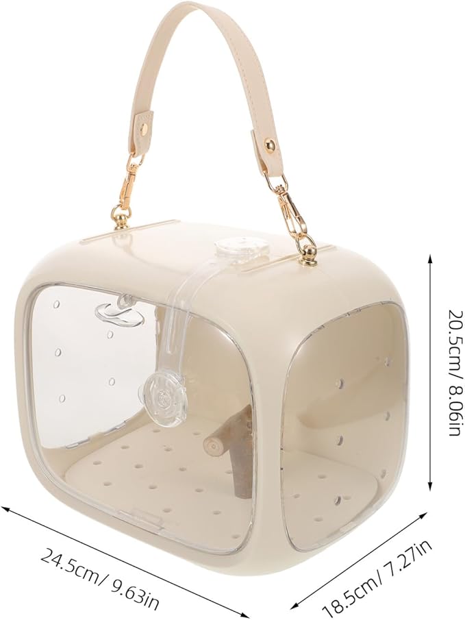 VICASKY Portable Bird Carrier Cage with Adjustable Strap Ventilated Small Parrot Travel Cage with Perch Stand and Food Tray Lightweight Outdoor Bird Transport Bag
