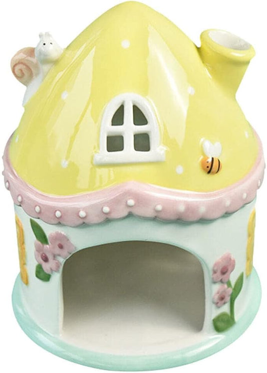 DECHOUS Hamster Mushroom Hideout,Ceramic Castle House Hamster Hide Ceramic Rat Hiding Cabin Houses Cabin Cages for Dwarf Mice Gerbils Small Pet