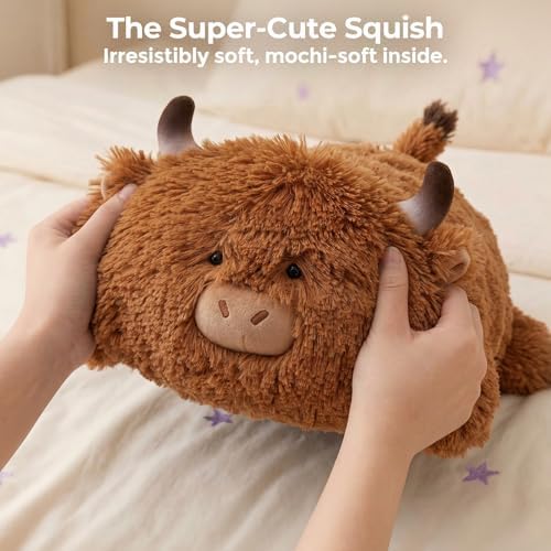 Mewaii Highland Cow Plush Pillow Cute Plushies, Fluffy & Huggable, 13 in - Image 5