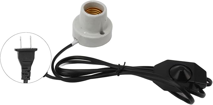 Reptile Lamp Holder Ceramic E27 Socket Reptile Heat Lamp Holder for Lizard Turtle Professional Heat Light Fixture Holder (US Plug 120V)