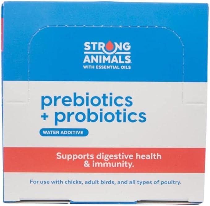 Strong Animals Prebiotics & Probiotics Everyday Health for Backyard flocks containing Cinnamon Essential Oils (30 Servings)